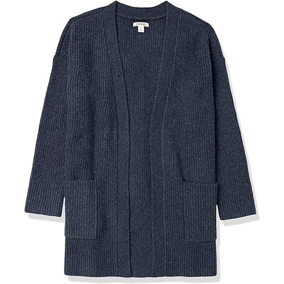 Goodthreads Womens Oversized Boucle Shaker Stitch Cardigan Sweater Navy Blue M - Picture 3 of 15